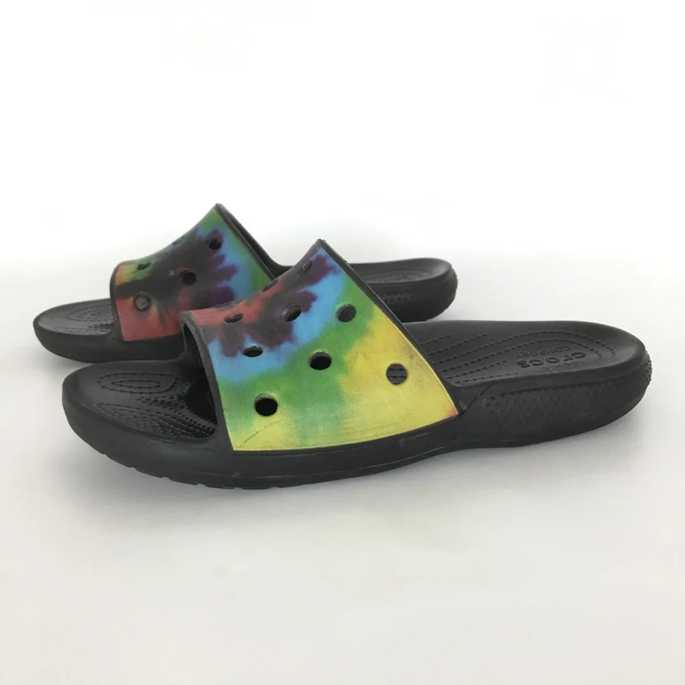 Crocs Tie-dye Rainbow Slides Sandals Women’s Size 7 Casual Summer Shoes